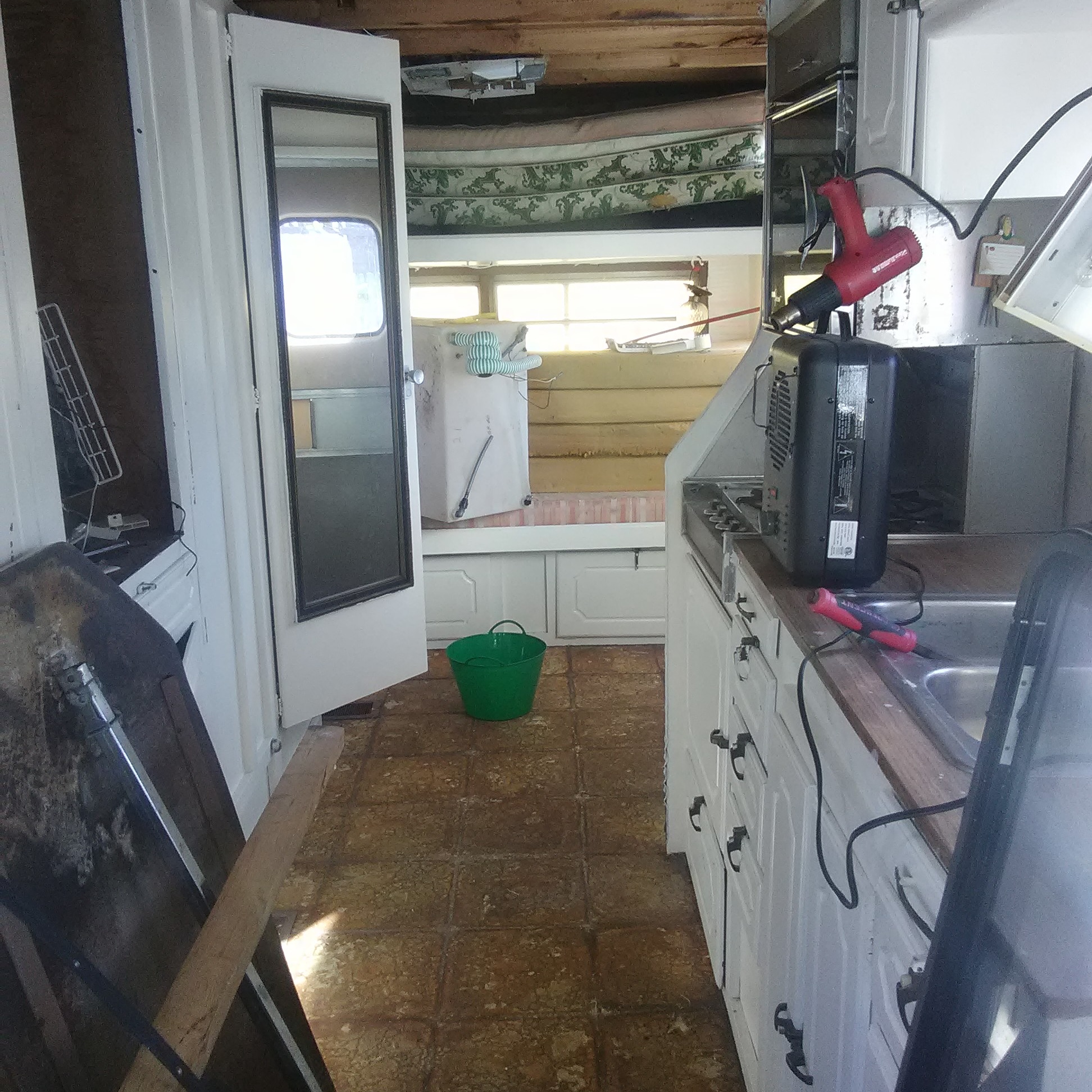 cleaning up vintage trailer interior
